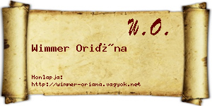 Wimmer Oriána névjegykártya